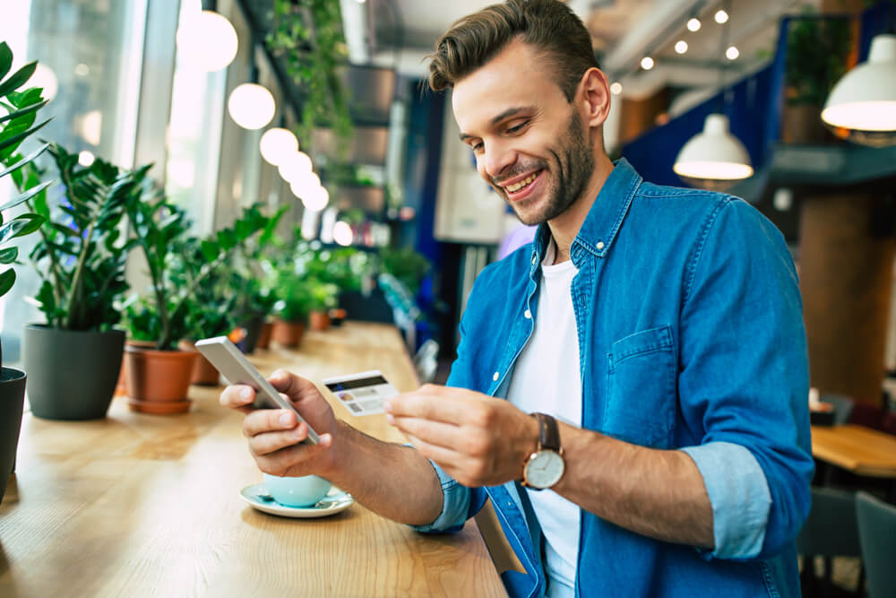 man happy about finding payday loans near him